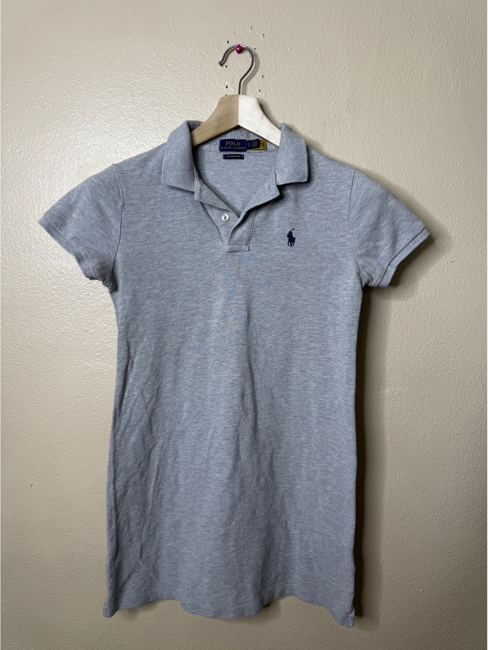 Polo Ralph Lauren Women’s S Gray The Mesh Mini Polo Dress Short Sleeve Pony Logo